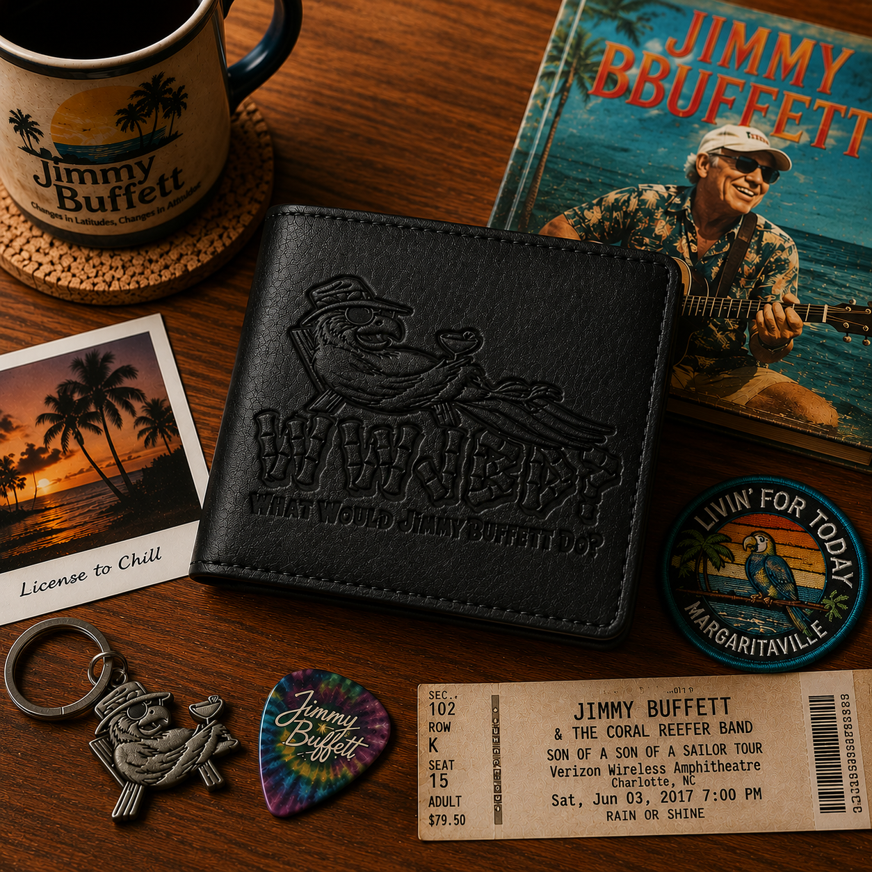 What Would Jimmy Buffet Do Wallet –  Jimmy Buffet Inspired Leather Wallet (With Box)