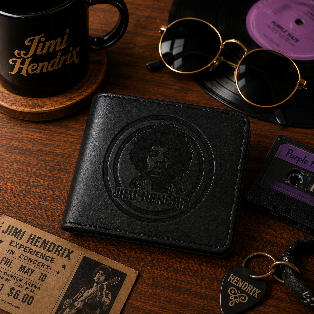 Jimi Hendrix Wallet –  Jimmy Hendrix Inspired Leather Wallet (With Box)