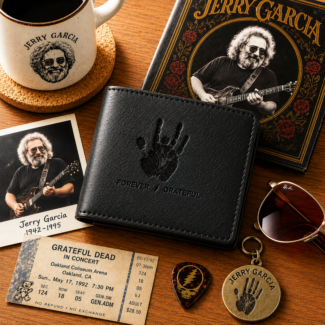 Jerry Garcia Hand Print Wallet – Jerry Garcia Inspired Leather Wallet (With Box)