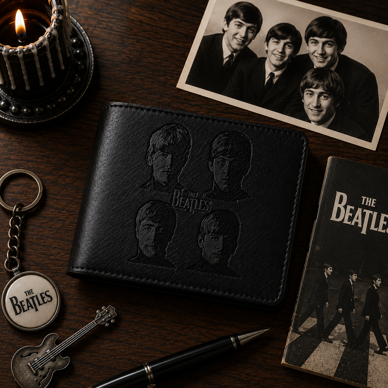 The Beatles Band Logo Portrait Wallet –  The Beatles Inspired Leather Wallet (With Box)