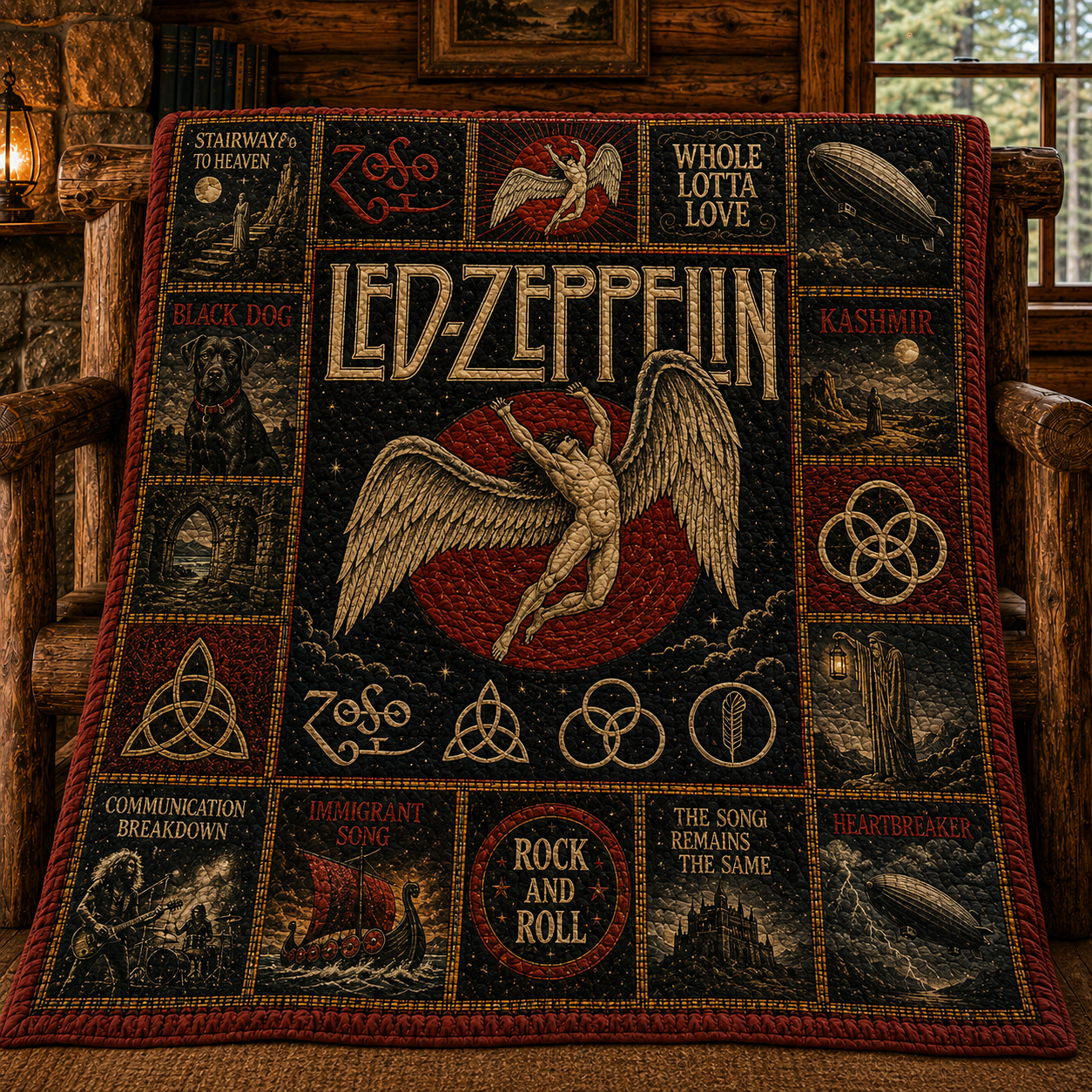 Led Zeppelin Classic Rock Quilt Blanket – Swan Song Journey In Every Stitch