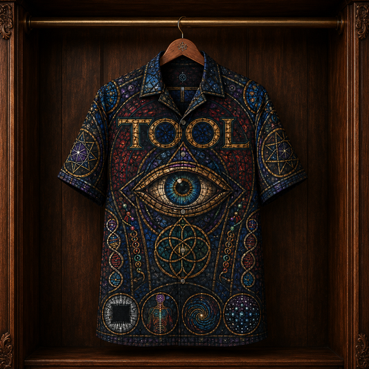 Tool Hawaiian Shirt - Stained Glass Progressive Metal All-Over Print Button-Up Shirt
