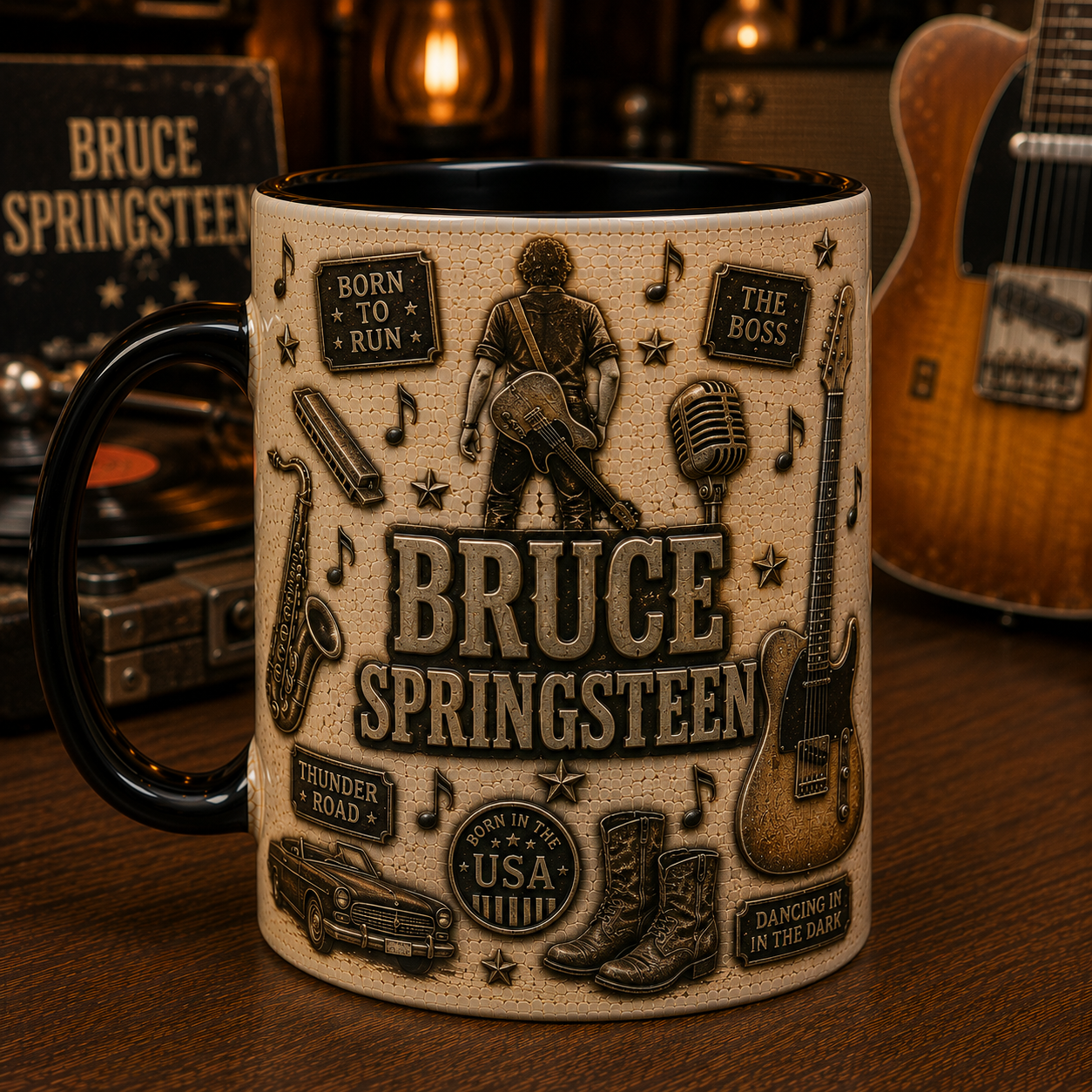 Bruce Springsteen Mug – Born to Run & Born in the U.S.A. Ceramic Coffee Mug, The Boss Gift