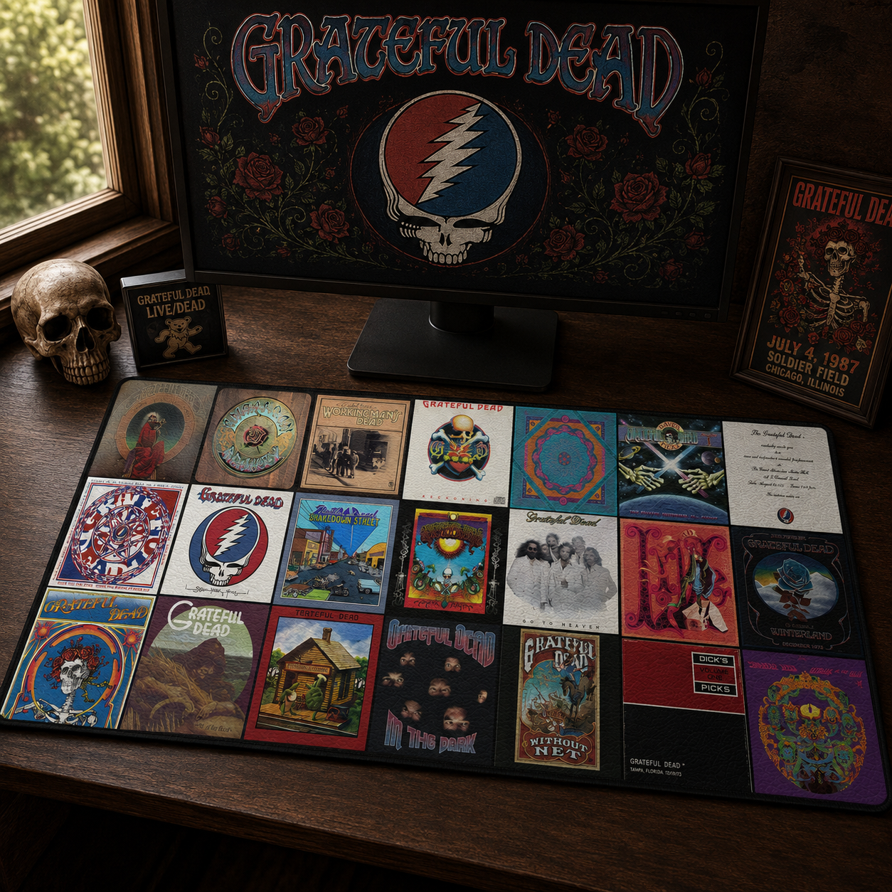 Grateful Dead Art Print Music Desk Mat – Non-slip Office Gift Keyboard Pad Birthday Gift For Music Lovers