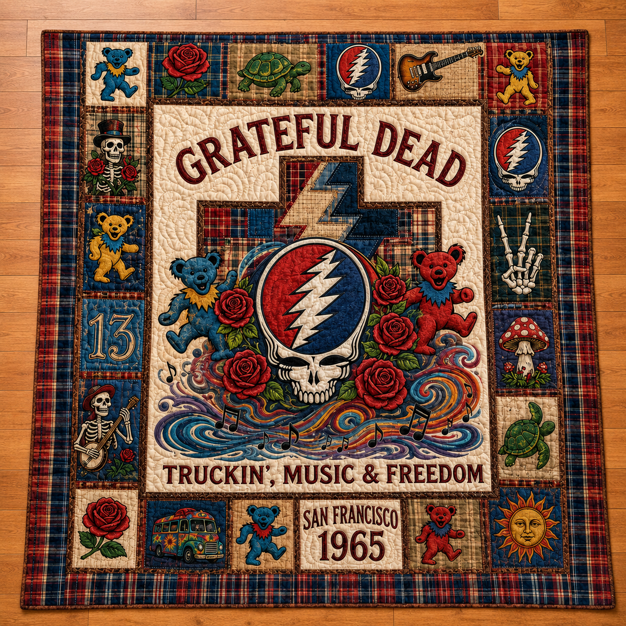 Grateful Dead Quilt Blanket – Iconic Symbol Inspired High Quality Quilt Blanket