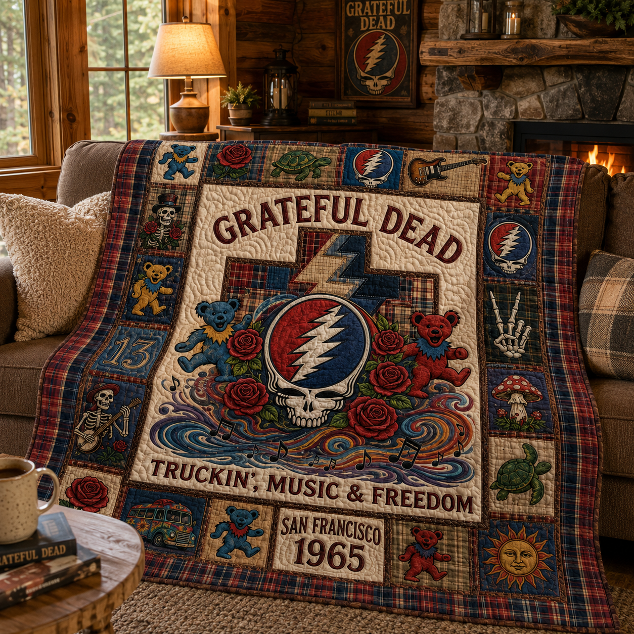 Grateful Dead Quilt Blanket – Iconic Symbol Inspired High Quality Quilt Blanket