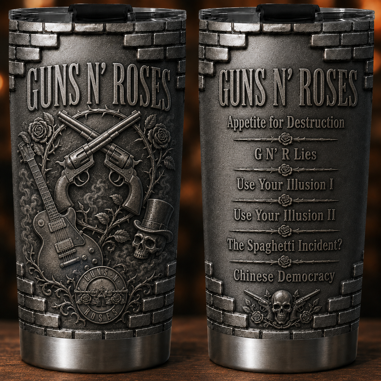 Guns N' Roses 3D Stainless Steel Tumbler - Rock Music Travel Mug