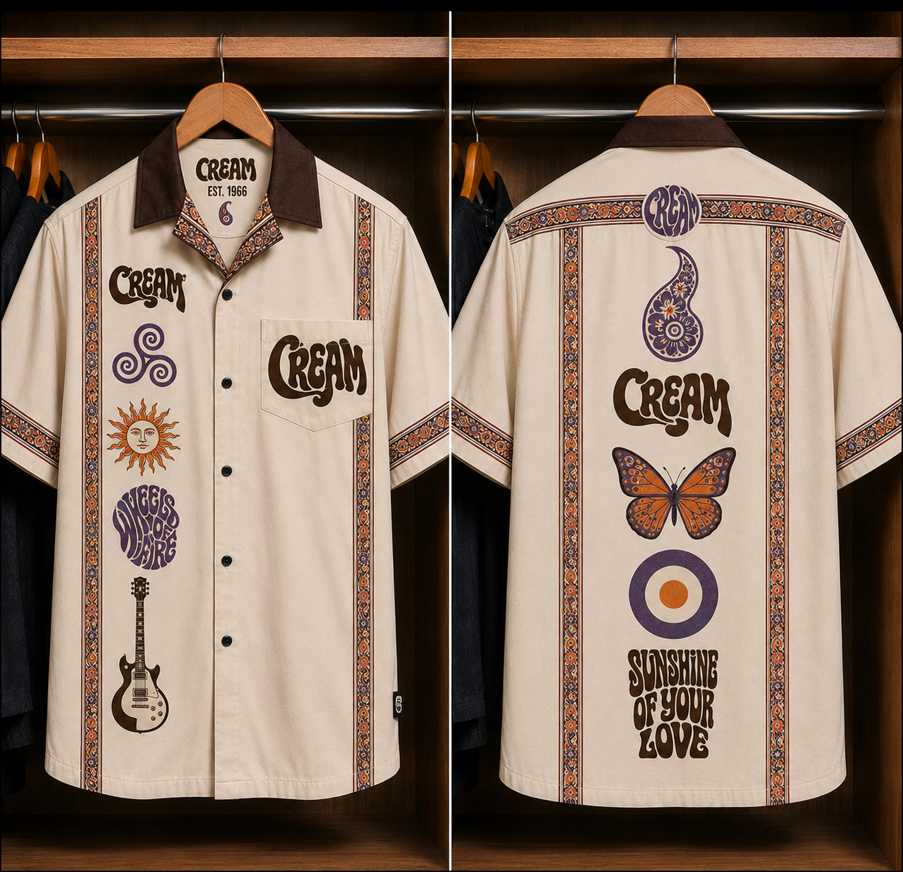 Cream Sunshine of Your Love Bohemian Hawaiian Shirt - Mexican Inspired Hawaiian Shirt White Version