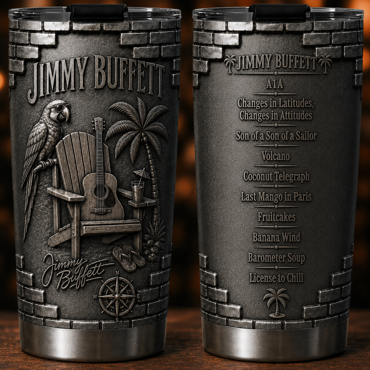 Jimmy Buffett Margaritaville Insulated Tumbler - 3D Embossed Parrot Travel Cup