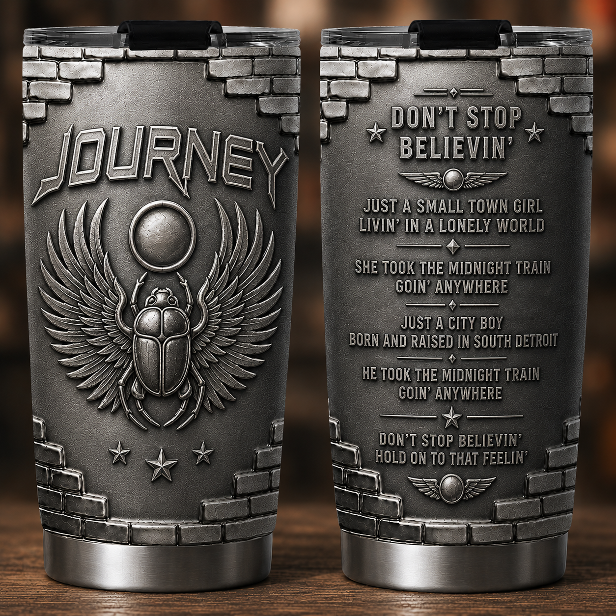 Journey 3D Printed Stainless Steel Tumbler - Don't Stop Believin' Travel Mug - Double Wall Vacuum Insulated Cup
