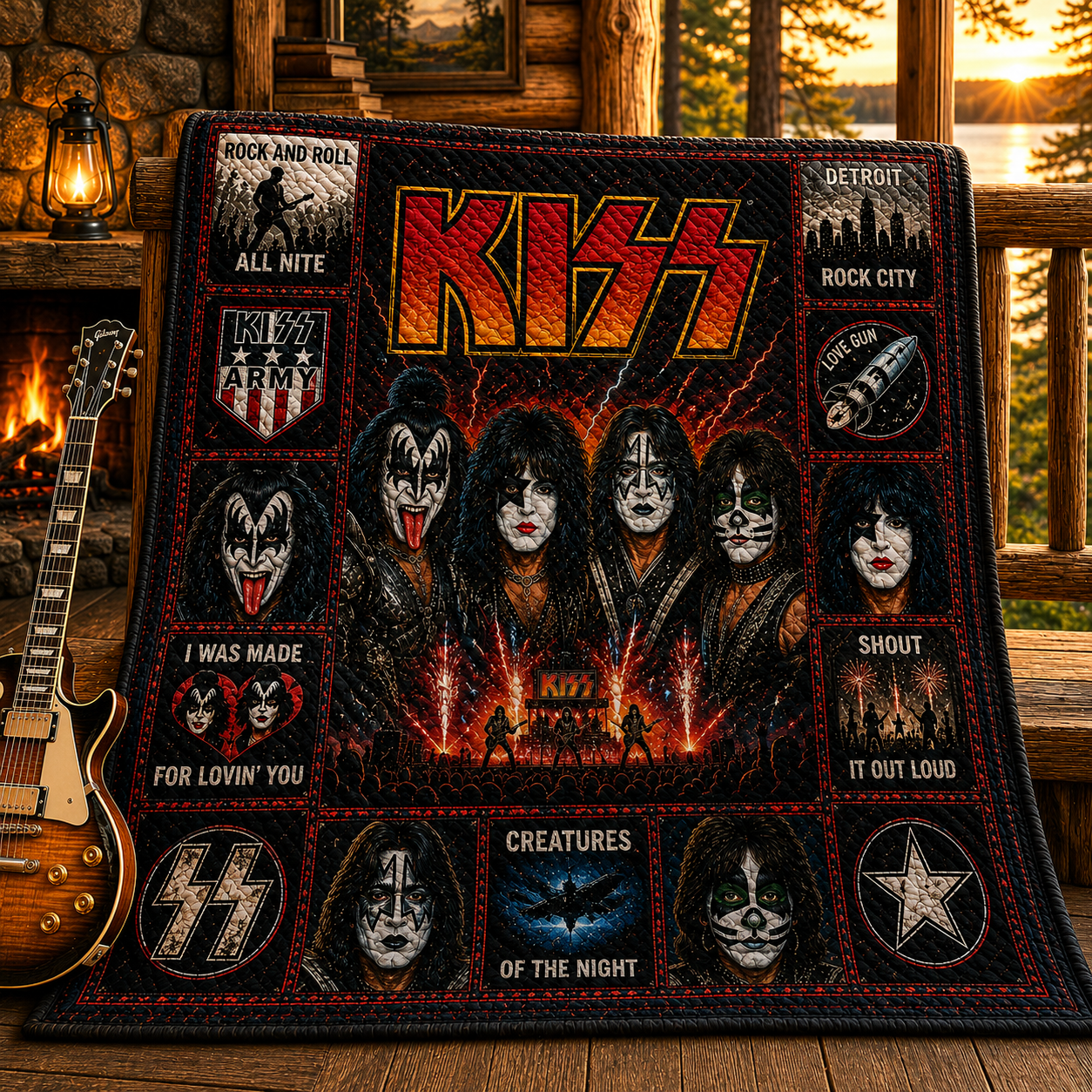 KISS Band Hard Rock Quilt Blanket – Rock And Roll All Nite In Every Stitch