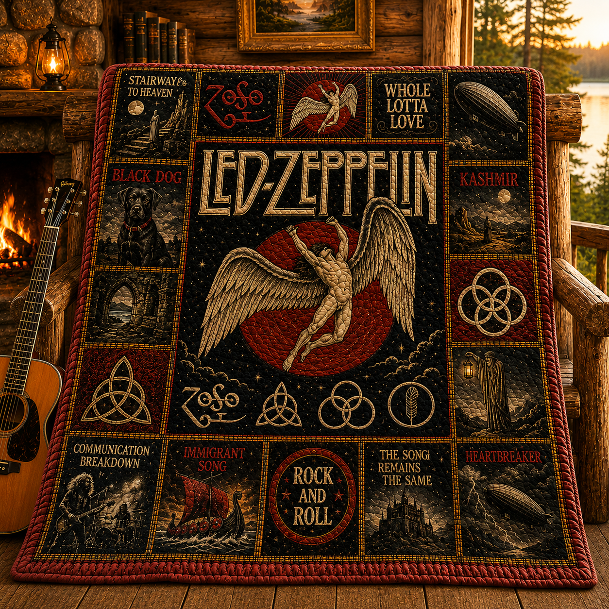 Led Zeppelin Classic Rock Quilt Blanket – Swan Song Journey In Every Stitch
