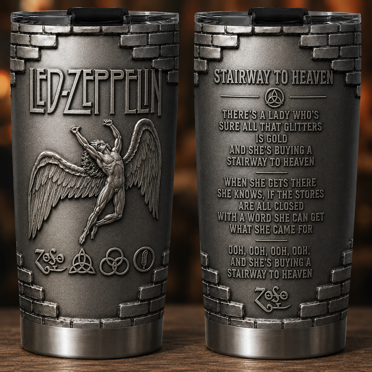 Led Zeppelin 3D Printed Stainless Steel Tumbler - Swan Song Travel Mug - Double Wall Vacuum Insulated Cup