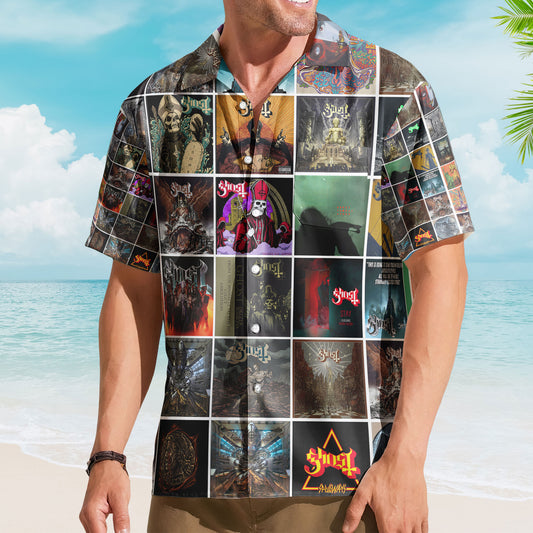 Ghost Band Album Collage Hawaiian Shirt – Gothic Rock Fan Shirt