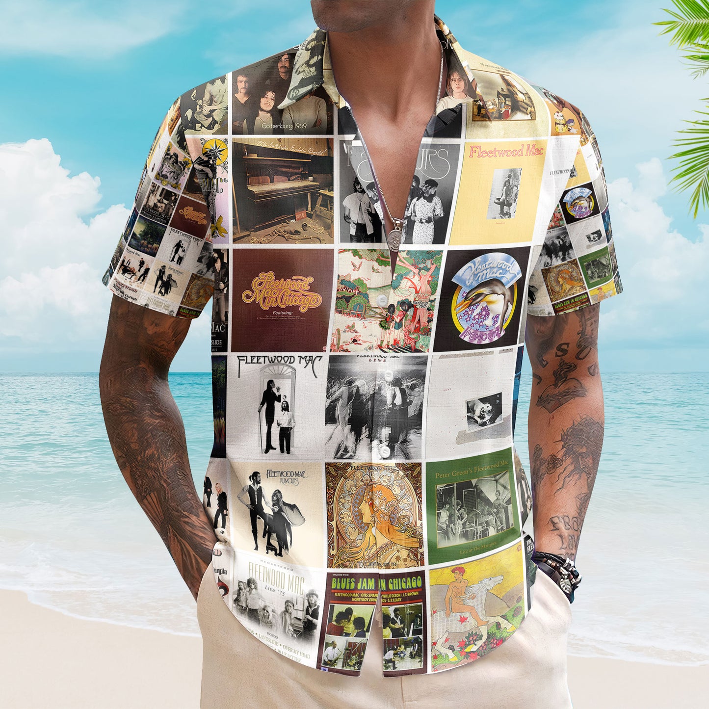 Fleetwood Mac Hawaiian Shirt – Vintage Album Collage Classic Rock Style