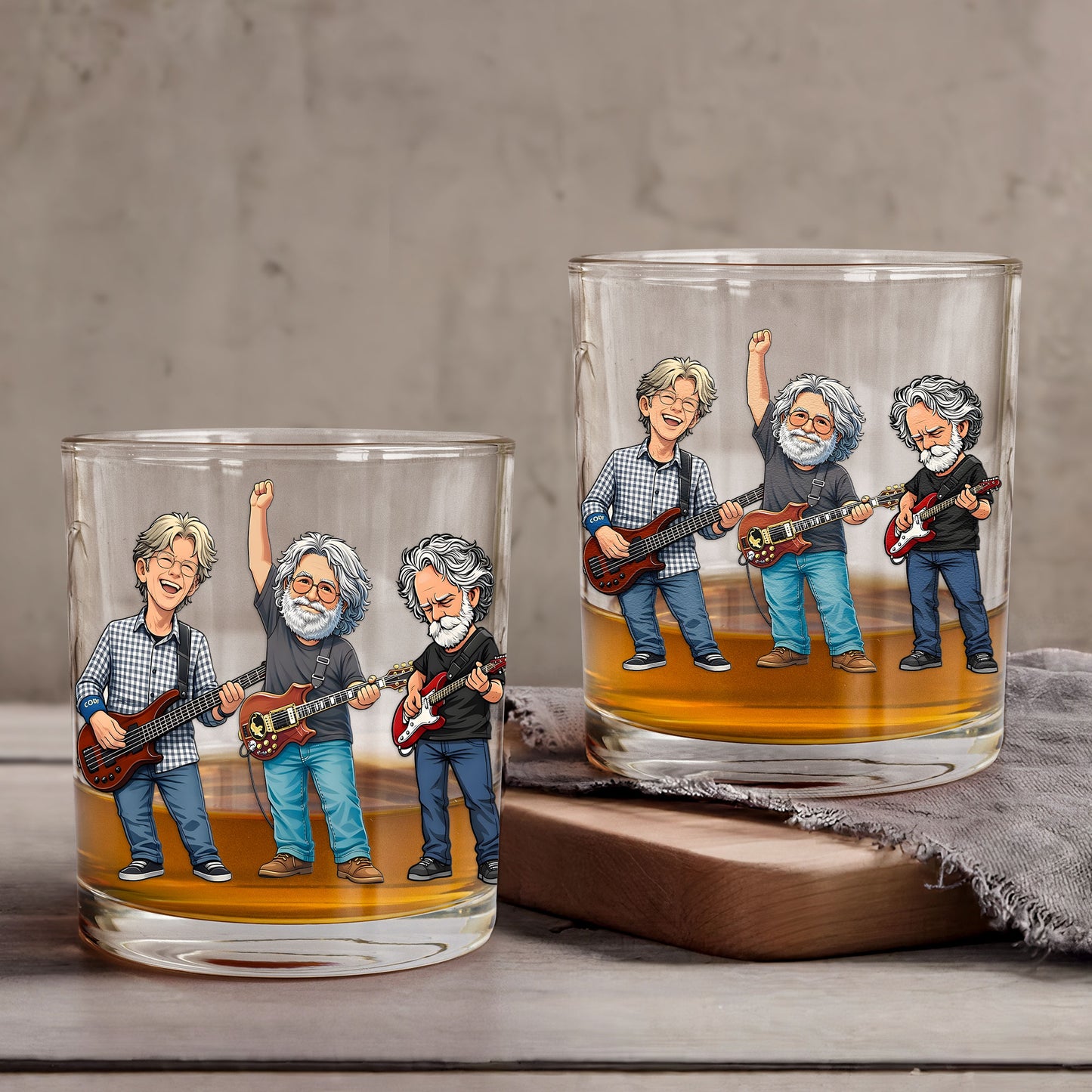 Grateful Dead Cartoon Printed Effect Whiskey Glass –  Animated Design ( With Gift Box )