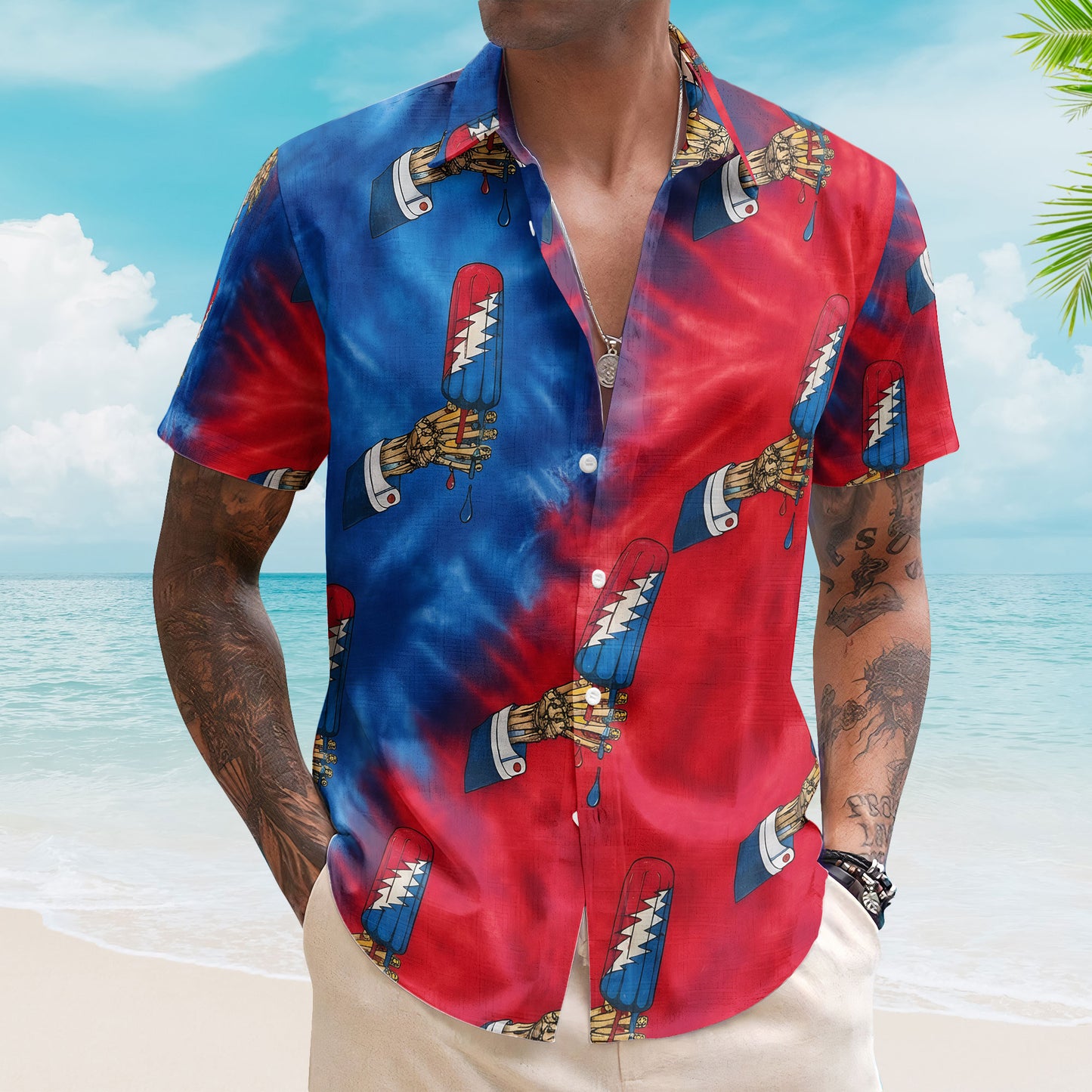 Grateful Dead Skull Logo Hawaiian Shirt – Vintage Psychedelic Rock Band Apparel