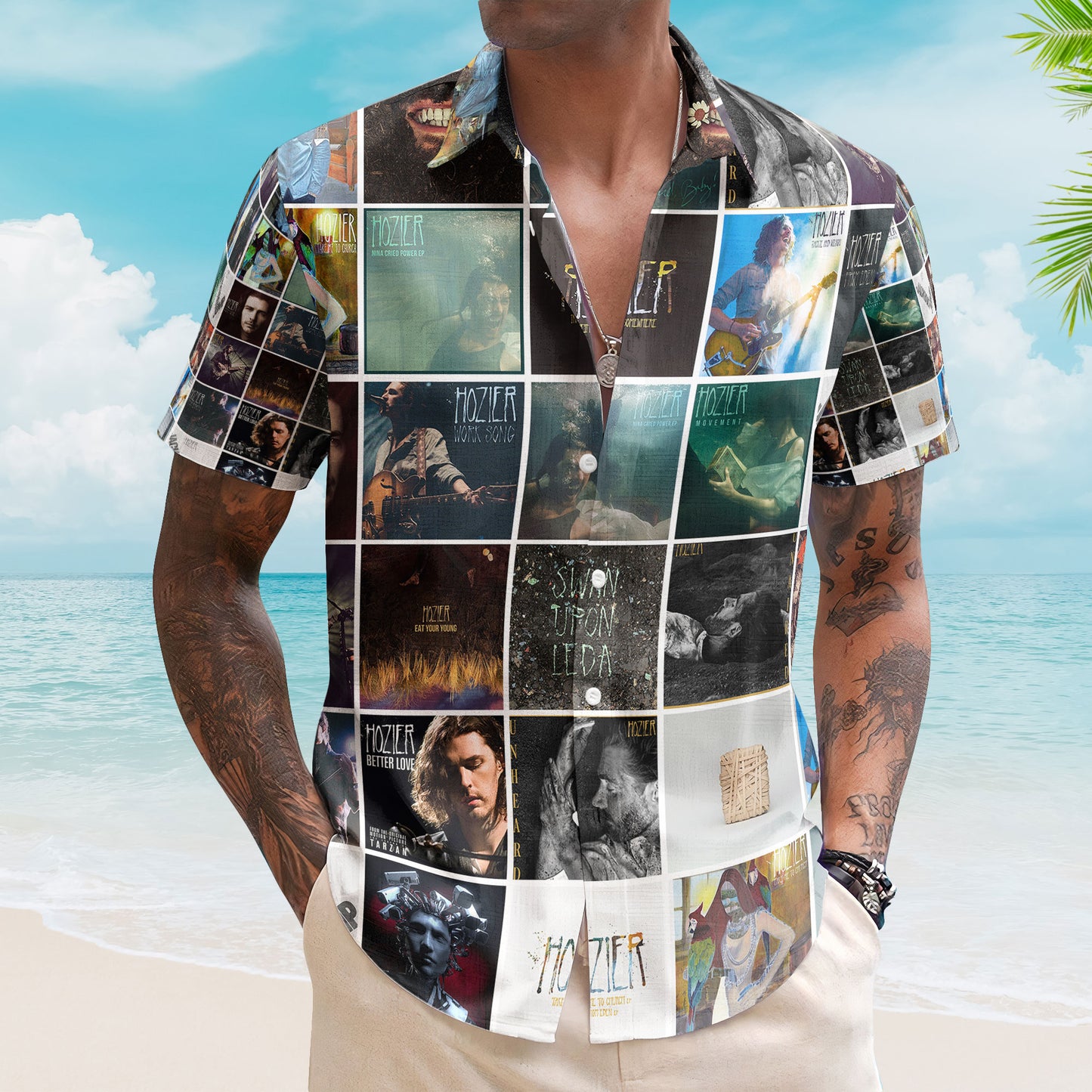 Hozier Hawaiian Shirt – Artistic Album Collage Indie Folk Style