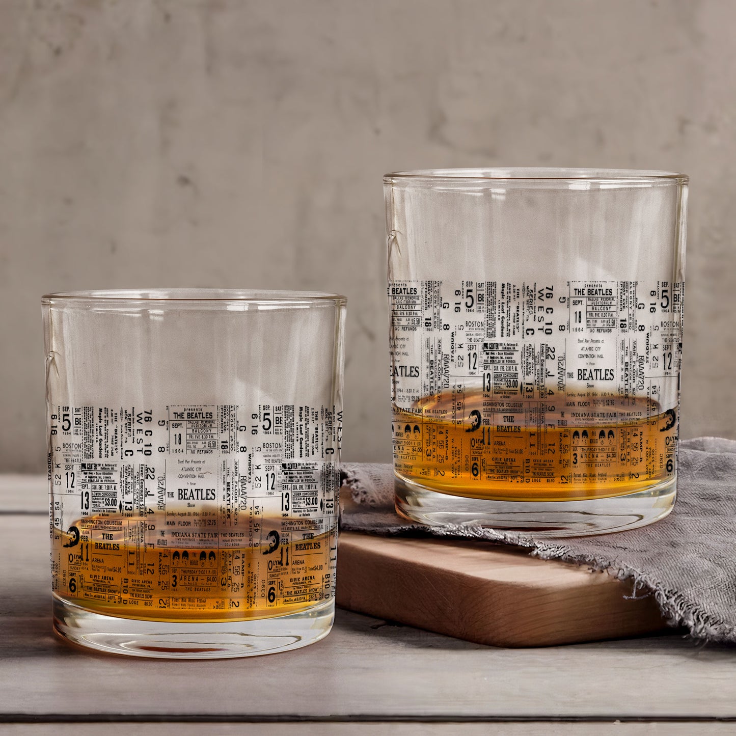 The Beatles Inspired Printed Effect Whiskey Glass – Ticket Design ( With Gift Box)