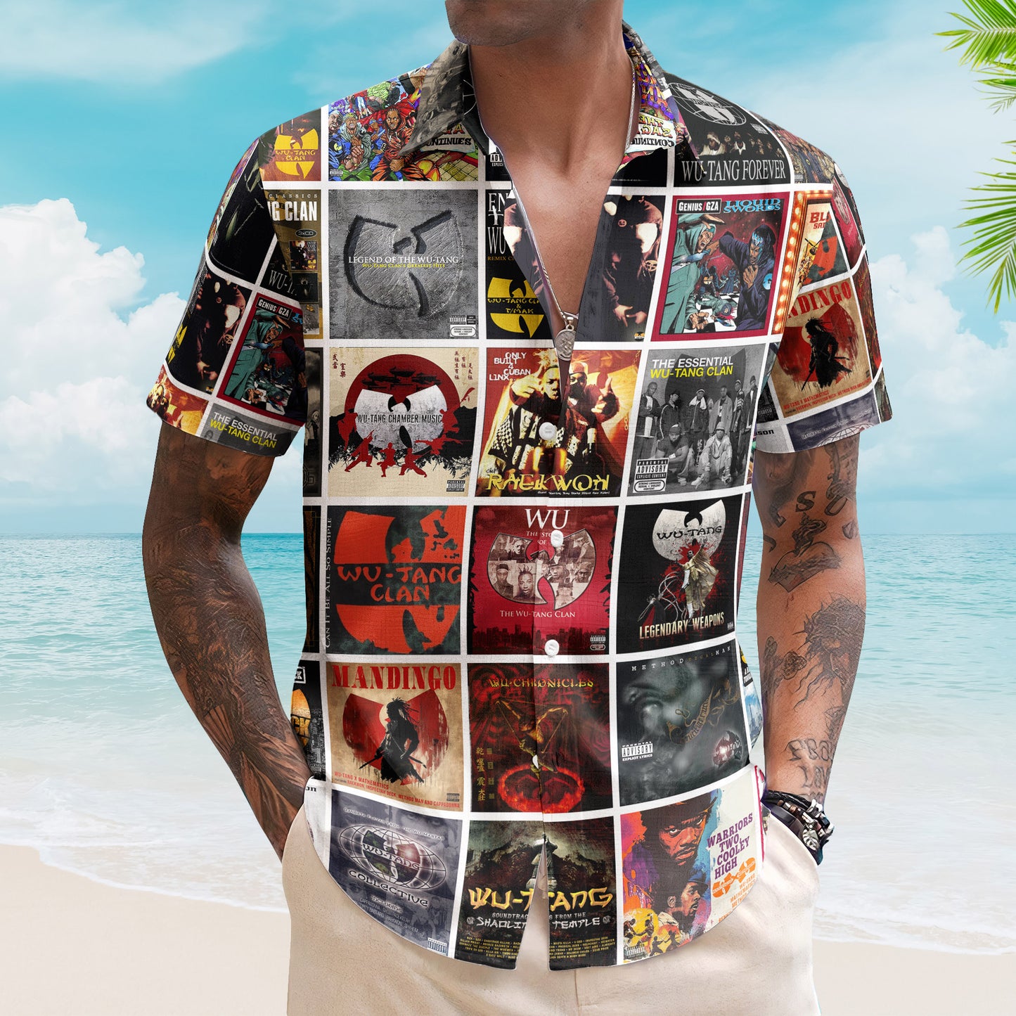 Wu-Tang Clan Hawaiian Shirt – Album Cover Collage Hip-Hop Summer Button Up