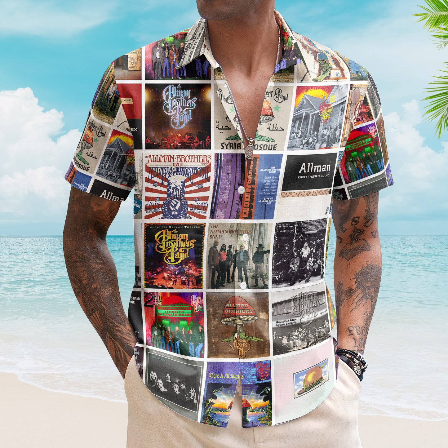 Allman Brothers Band Album Collage Hawaiian Shirt –  Rock Music Band Fan Shirt