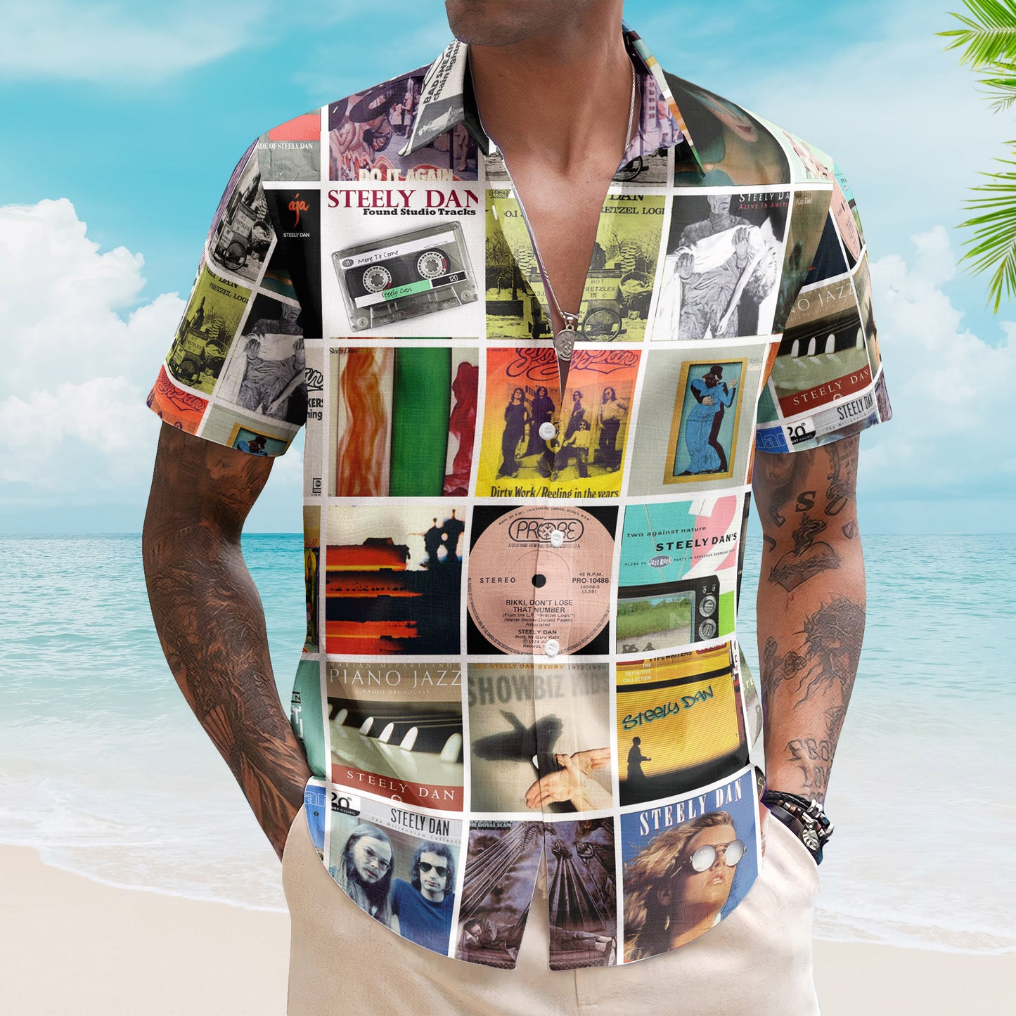 Steely Dan Album Collage Hawaiian Shirt –  Rock Music Band Fan Shirt