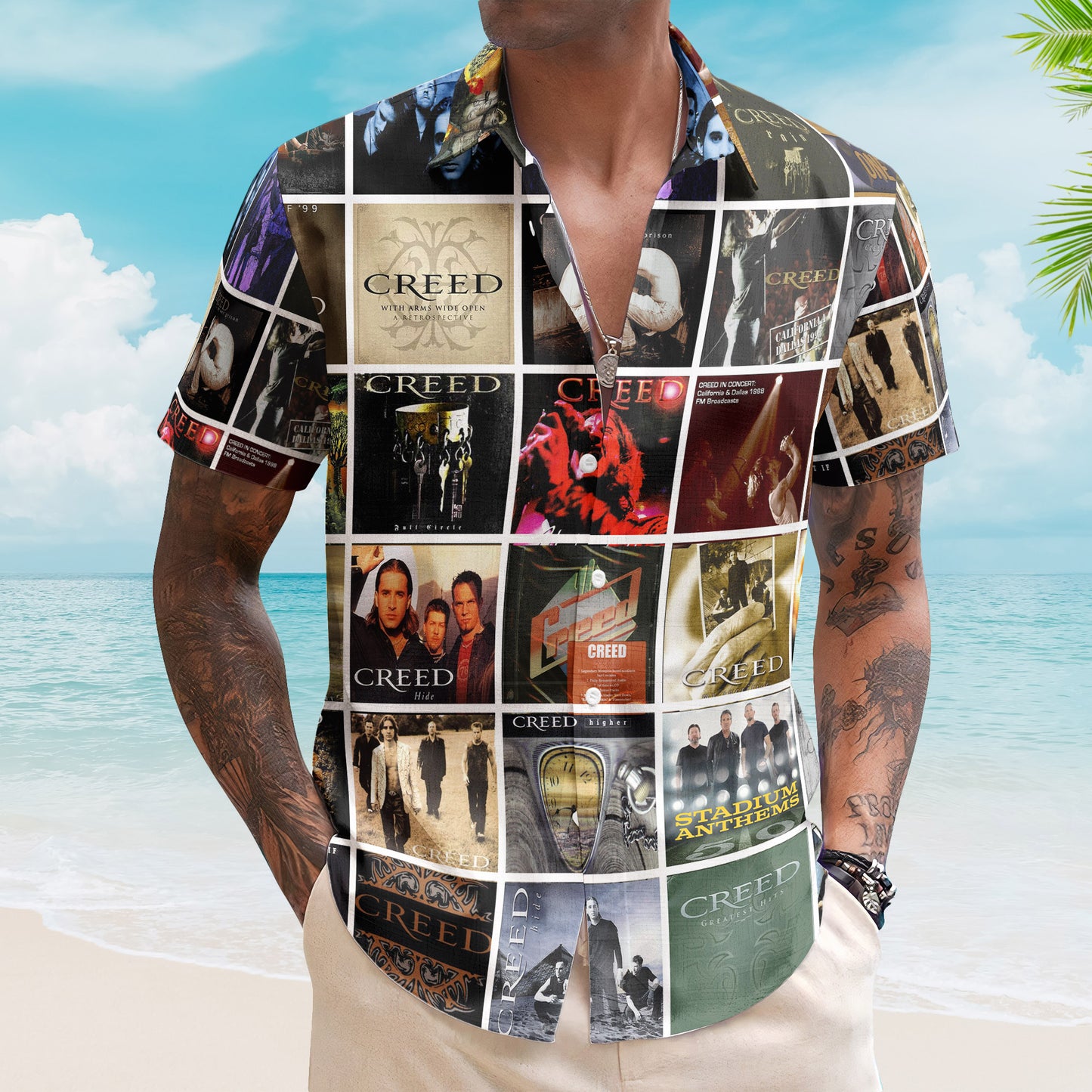 Creed Album Collage Hawaiian Shirt –  Rock Music Band Fan Shirt