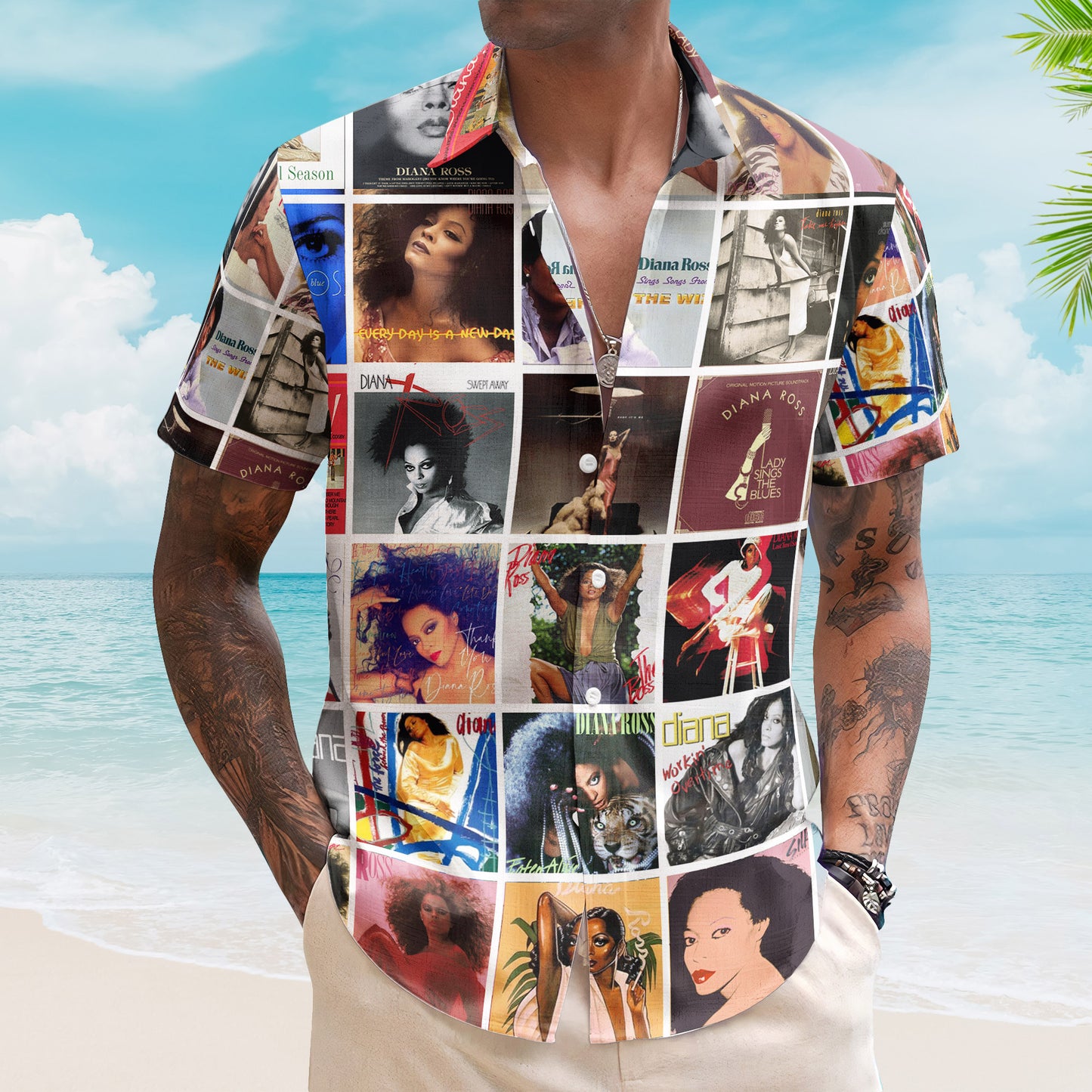 Diana Ross Album Collage Hawaiian Shirt –  R&B Pop Music Fan Shirt