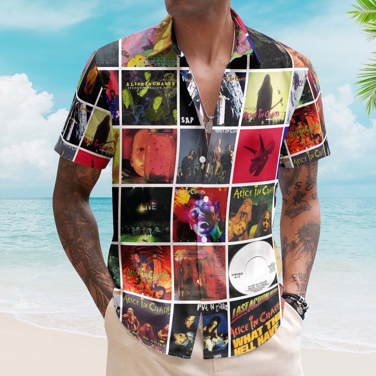 Alice in Chains Album Collage Hawaiian Shirt –  Rock Music Fan Shirt