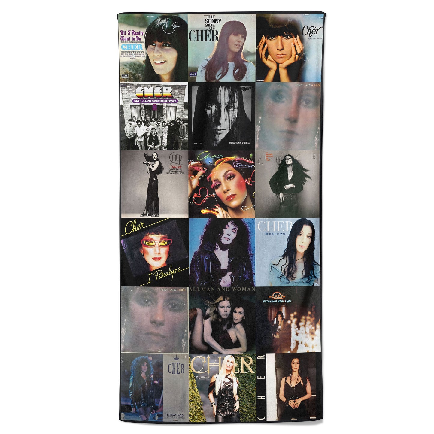 Cher Beach Towel – Album Cover Collage Pop and Rock Towel