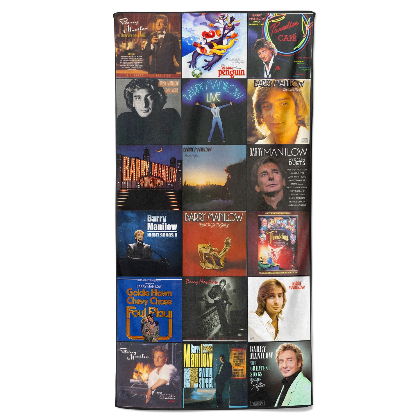 Barry Manilow Beach Towel – Album Cover Collage Pop and Rock Towel