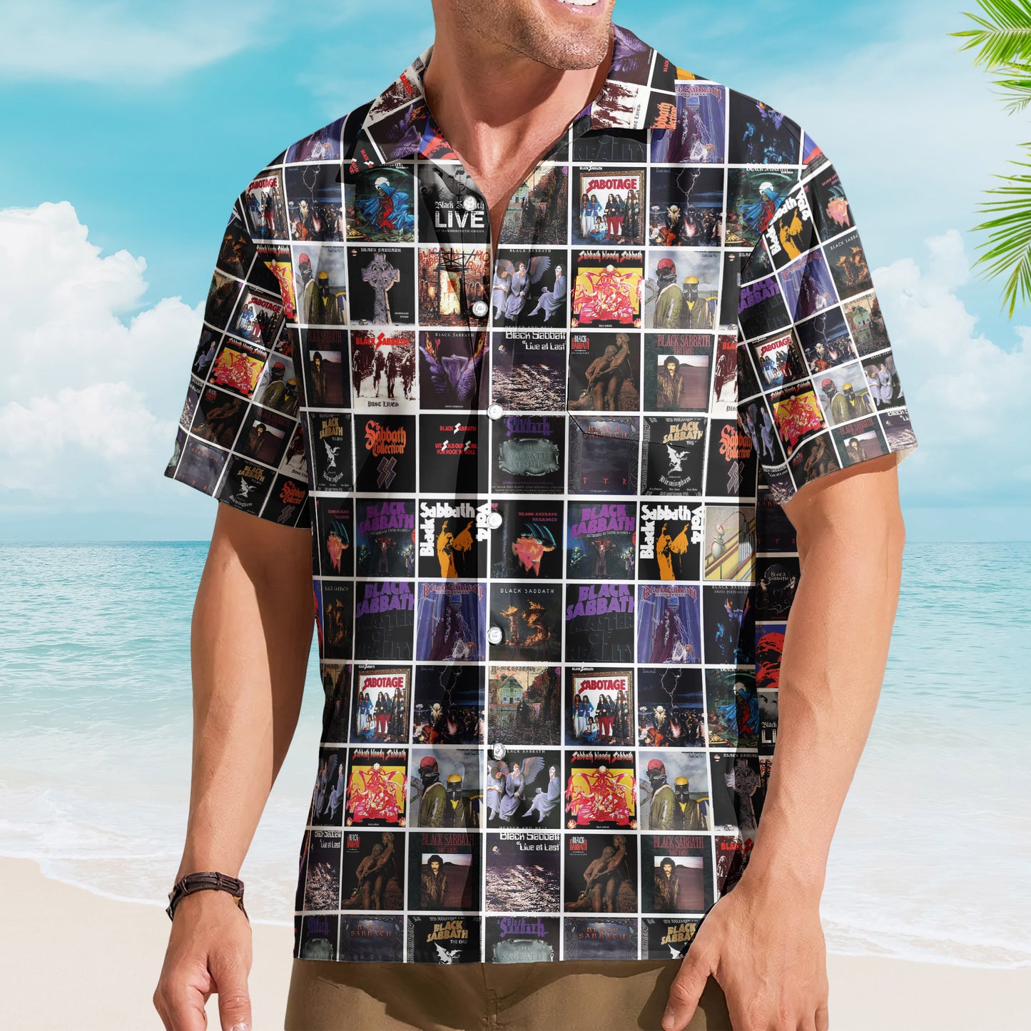 Black Sabbath Ozzy Osbourne Metal Icon Summer Button Up Hawaiian Shirt – Retro Music Album Art Inspired Unisex Shirt
