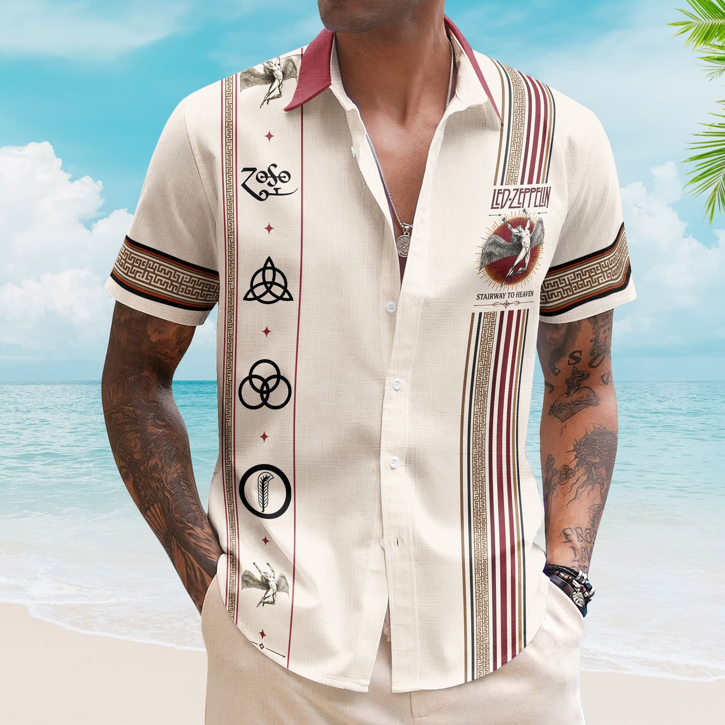 Led Zeppelin Swan Song Hawaiian Shirt – Luxury Vintage Rock Band Aloha Shirt