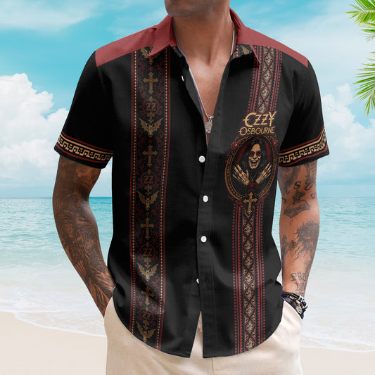 Ozzy Osbourne Hawaiian Shirt - Unisex Retro Prince of Darkness Bat Cross Button Up