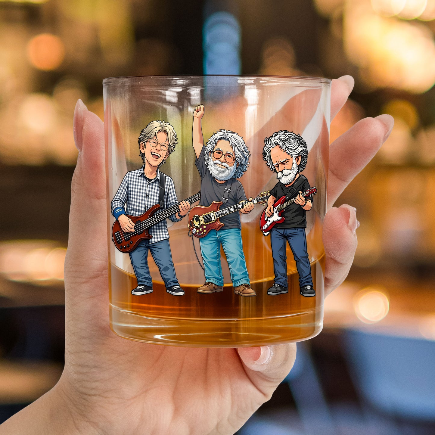 Grateful Dead Cartoon Printed Effect Whiskey Glass –  Animated Design ( With Gift Box )