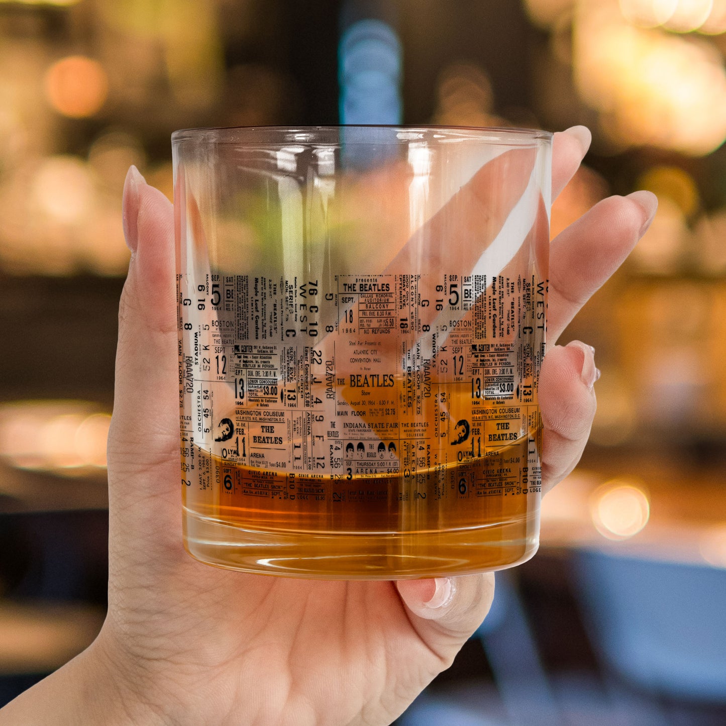 The Beatles Inspired Printed Effect Whiskey Glass – Ticket Design ( With Gift Box)
