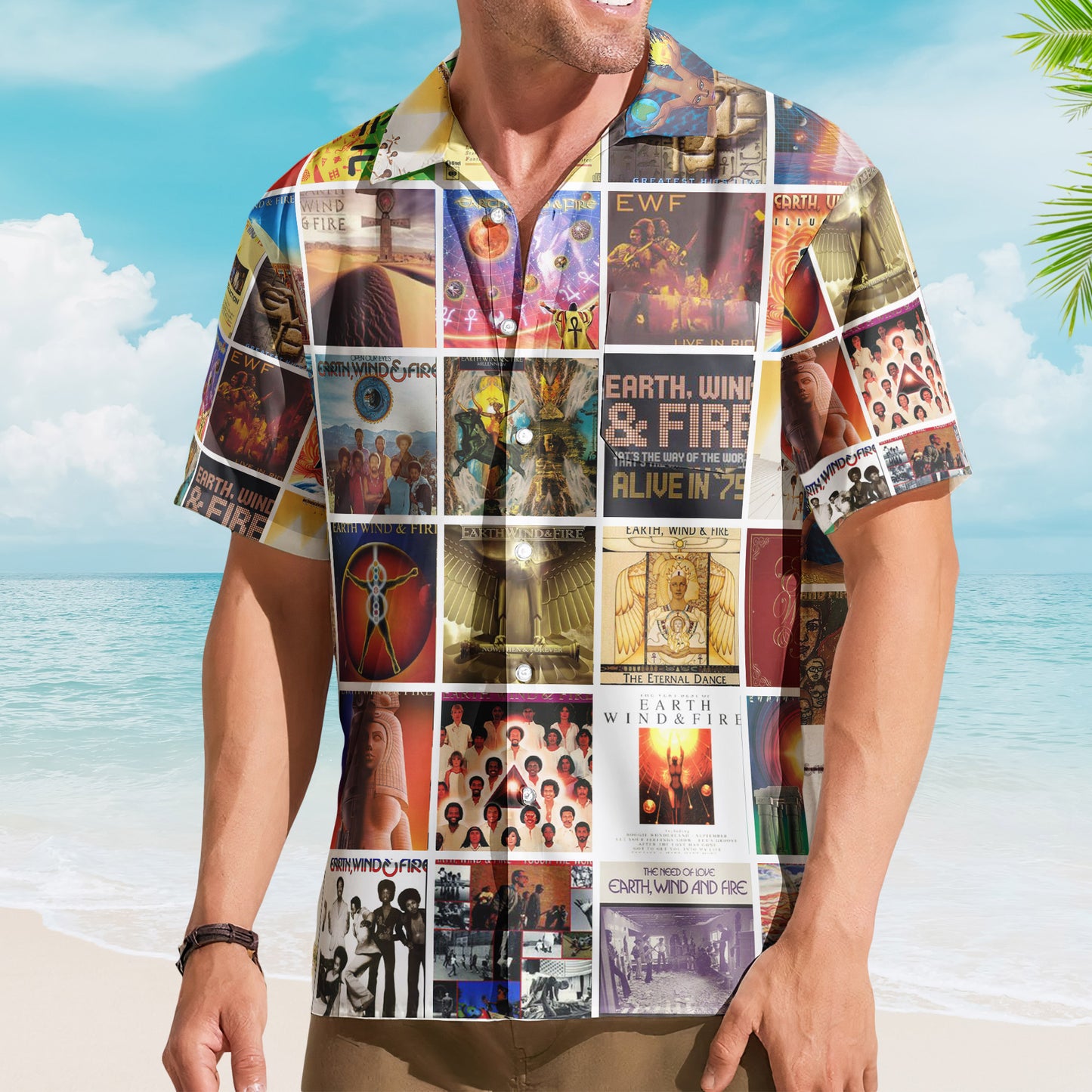 Earth Wind Fire Album Collage Hawaiian Shirt –  Rock Band Fan Shirt