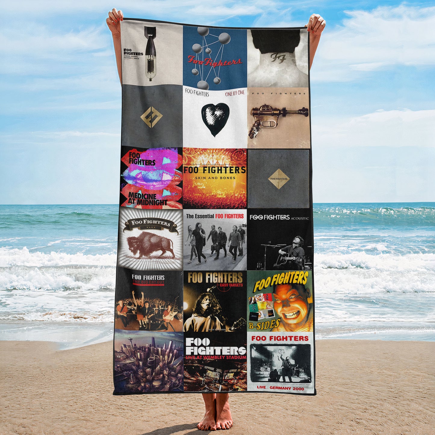 Foo Fighters Beach Towel – Album Cover Collage Classic Rock Towel