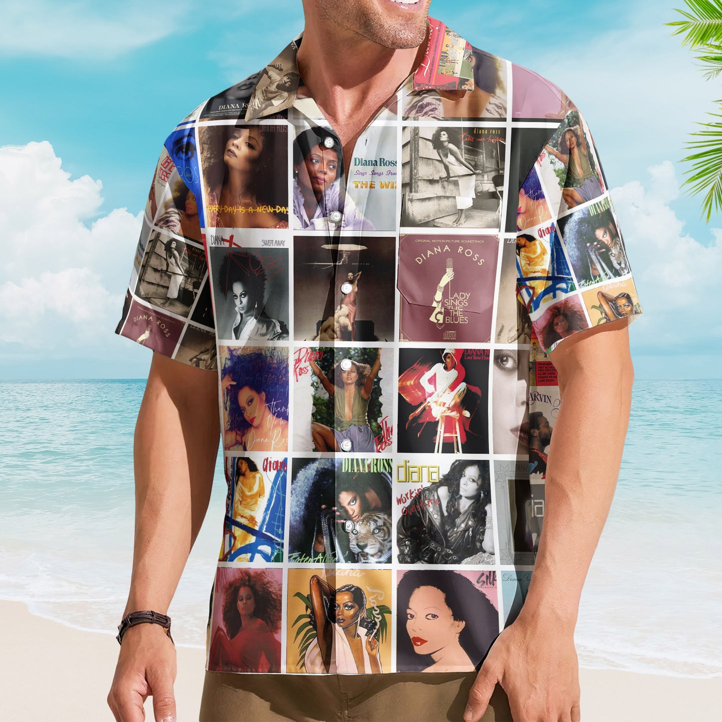 Diana Ross Album Collage Hawaiian Shirt –  R&B Pop Music Fan Shirt