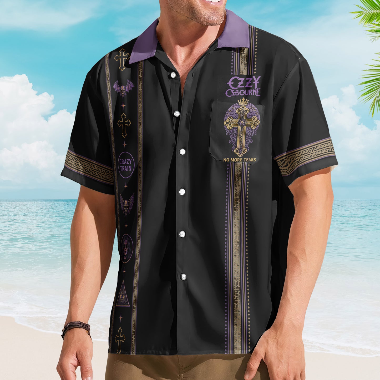 Ozzy Osbourne Luxury Design Hawaiian Shirt – Heavy Metal Inspired Purple Hawaiian Shirt