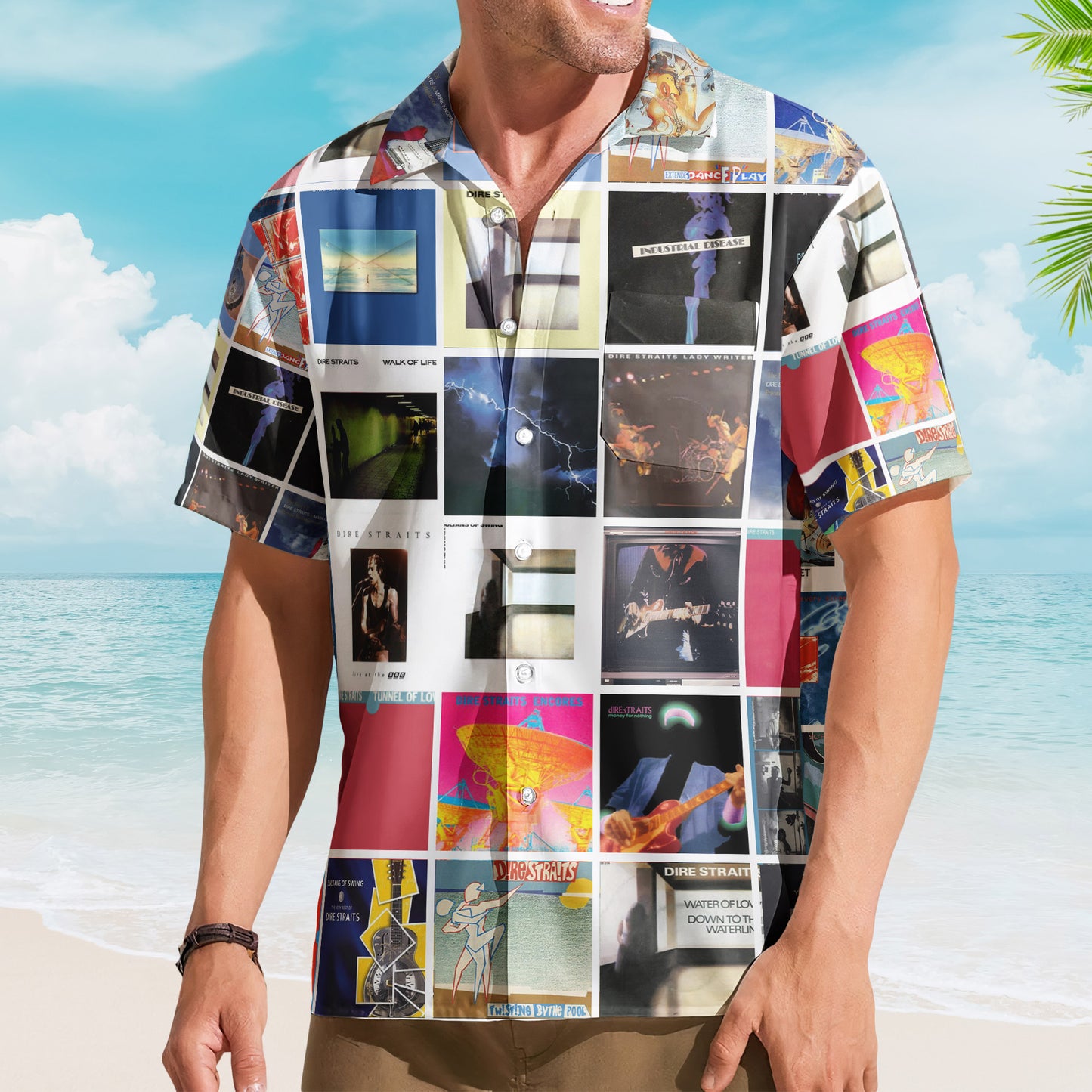 Dire Straits Album Collage Hawaiian Shirt –  Rock Music Band Fan Shirt