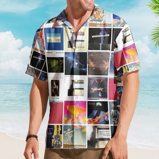 Dire Straits Album Collage Hawaiian Shirt –  Rock Music Band Fan Shirt