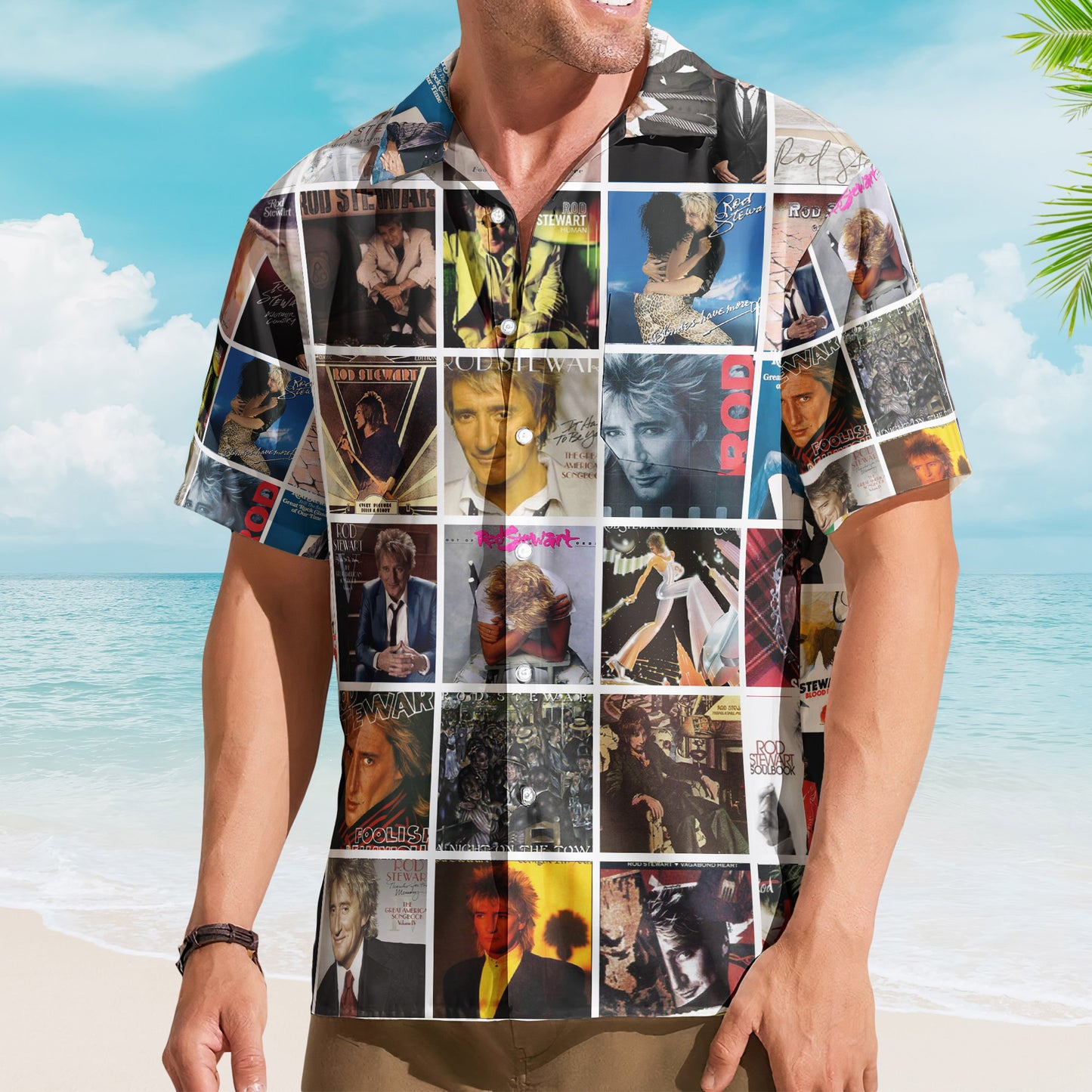 Rod Stewart Album Collage Hawaiian Shirt –  Pop Rock Music Fan Shirt