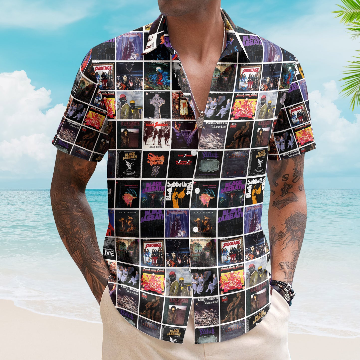 Black Sabbath Ozzy Osbourne Metal Icon Summer Button Up Hawaiian Shirt – Retro Music Album Art Inspired Unisex Shirt