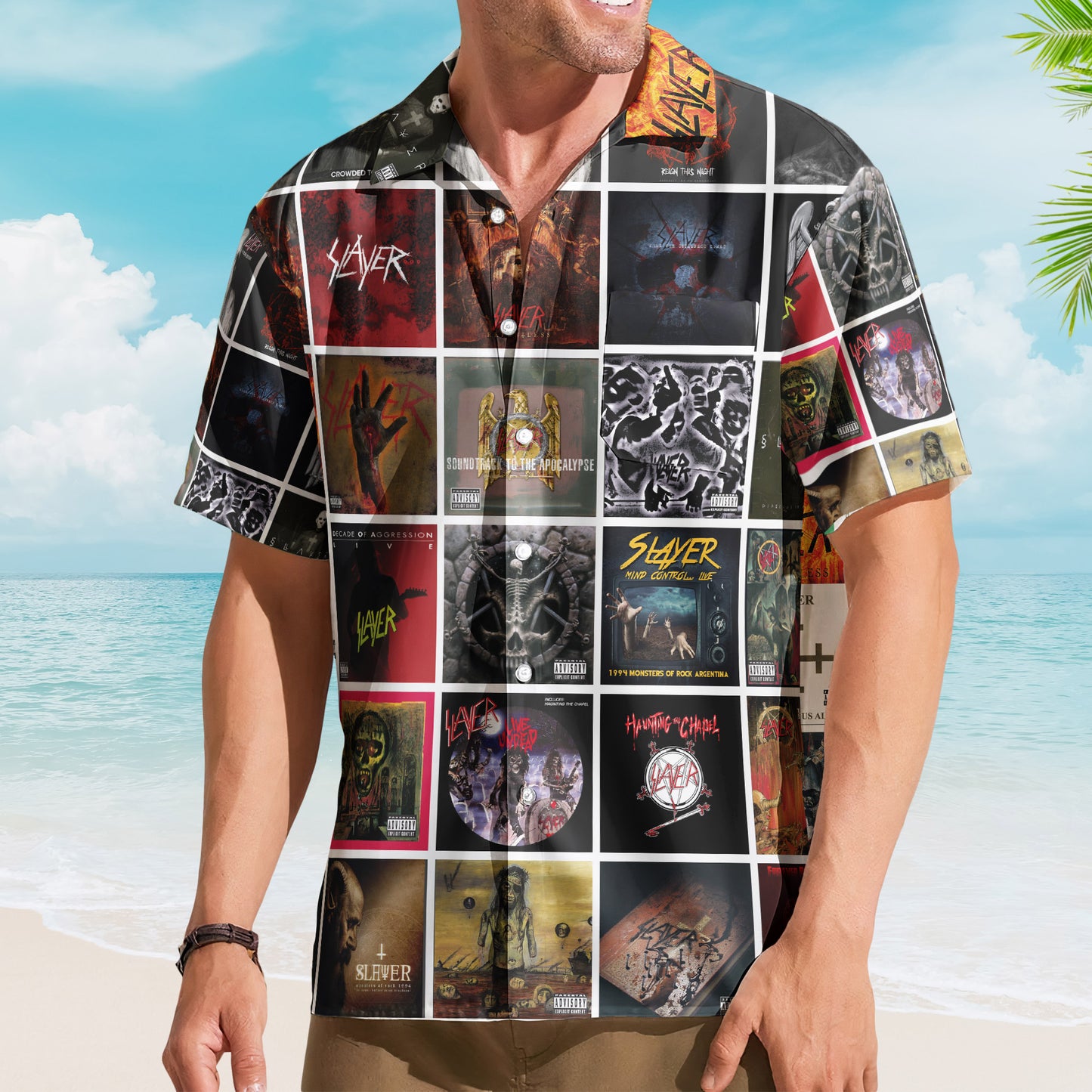 Slayer Album Collage Hawaiian Shirt –  Metal Music Band Fan Shirt