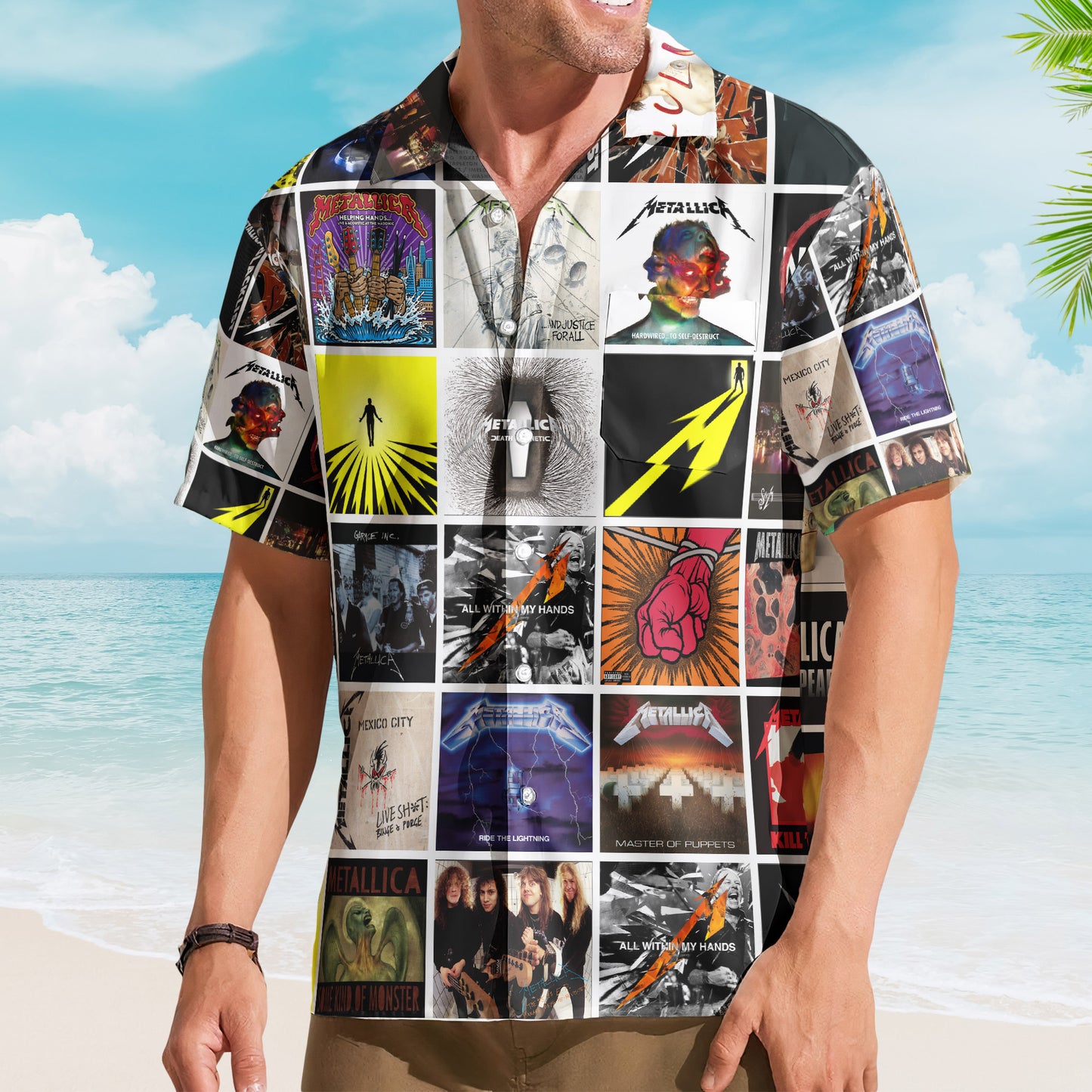 Metallica Album Collage Hawaiian Shirt –  Heavy Metal Music Band Fan Shirt