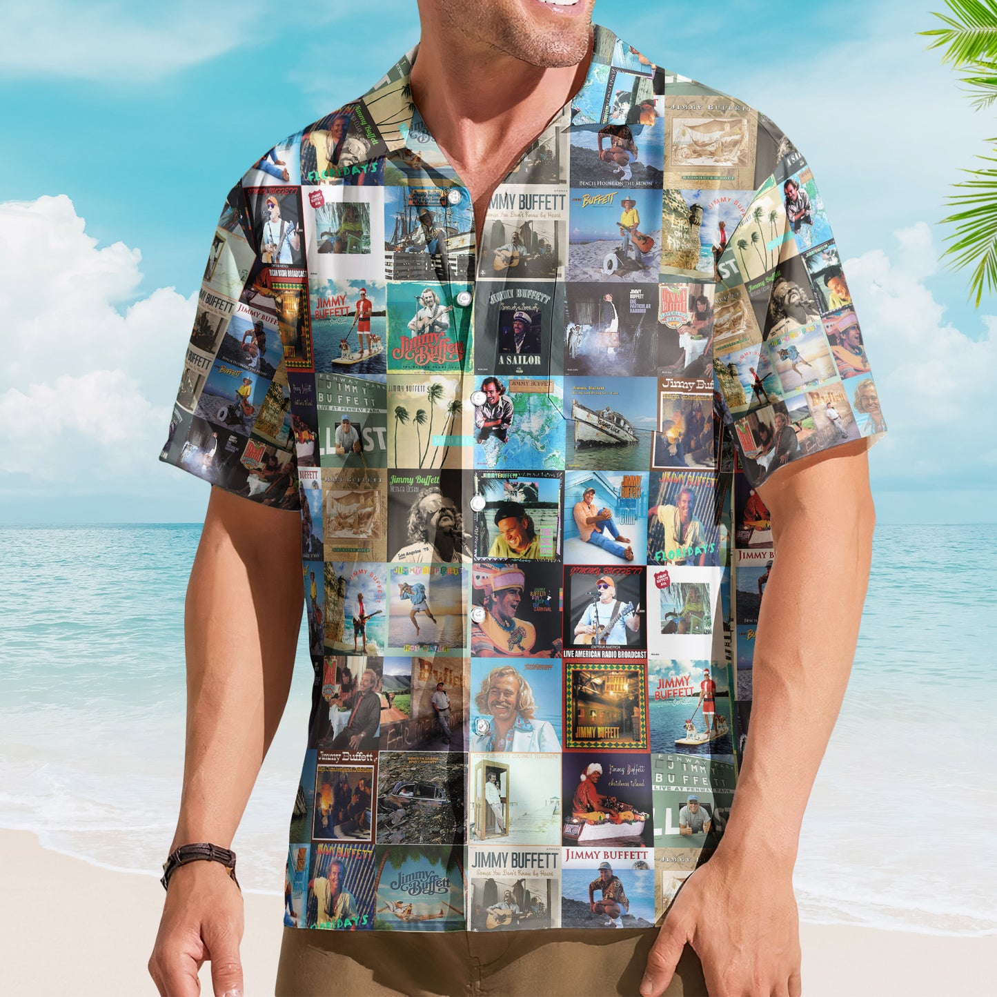 Jimmy Buffett Album Covers Hawaiian Shirt - Unisex Retro Music Album Art Inspired Unisex Shirt