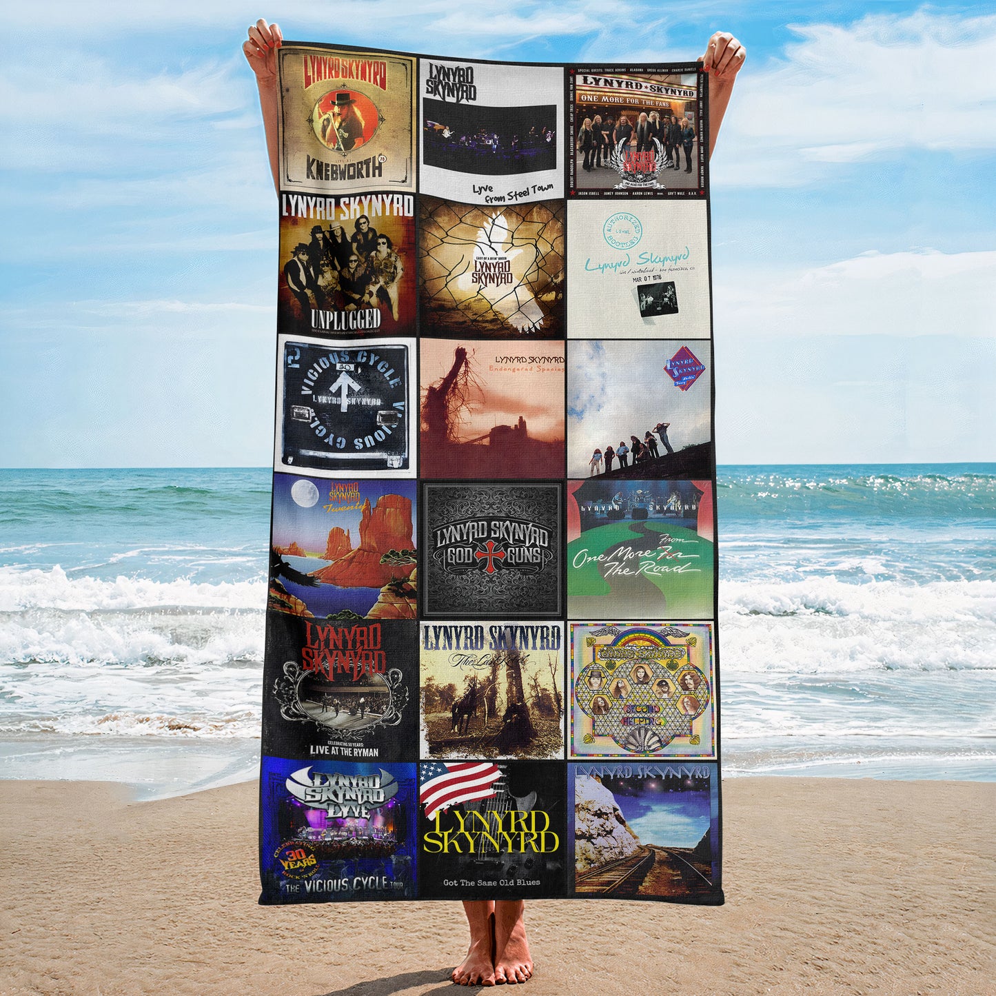 Lynyrd Skynyrd Beach Towel – Album Cover Collage Southern Rock Towel