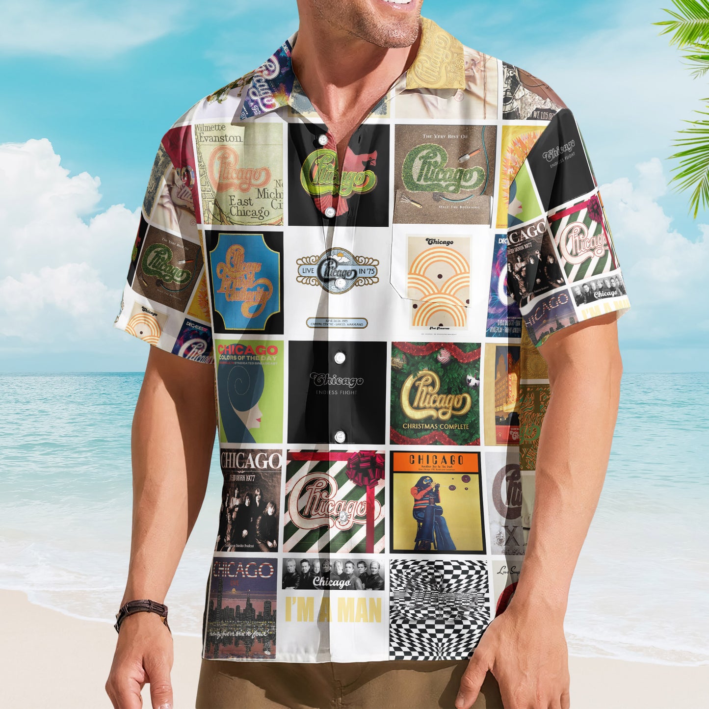Chicago Album Collage Hawaiian Shirt –  Rock Music Band Fan Shirt
