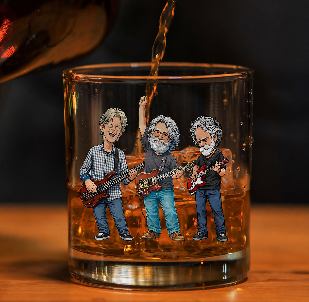 Grateful Dead Cartoon Printed Effect Whiskey Glass –  Animated Design ( With Gift Box )